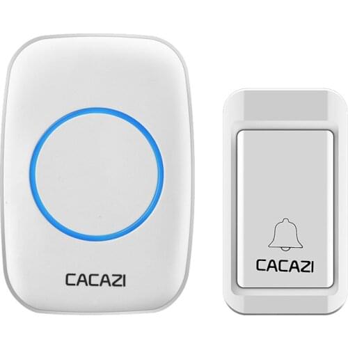 CACAZI Self-Powered Wireless Home Doorbell, Waterproof Door Chime Kit With 1 Plug-In Receivers And 1 Button, US Plug