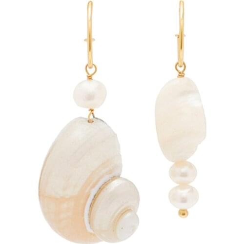 Bohemian boho beads Mismatched hoop earrings whimsical puka shell Mismatched vermeil women earrings jewelry