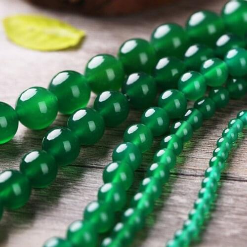 1 Strand High Quality Vintage Green Agates Stone Beads 4mm 6mm 8mm 10mm 12mm 14mm Charm Spacer Beads Fit European Jewelry Making