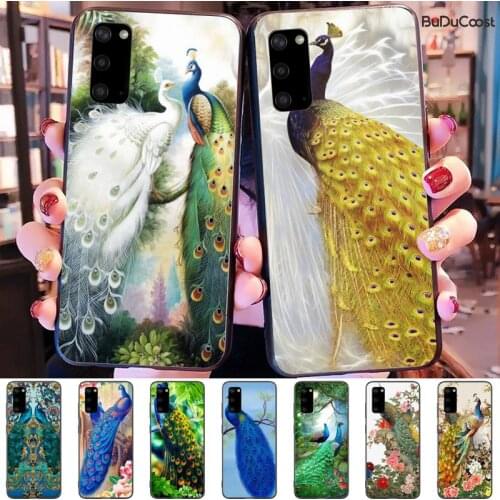 Chenel Artistic peacock feather Luxury Phone Case for Samsung Galaxy S10 S10E Lite s6 s7 s8plus s9plus S5 S20