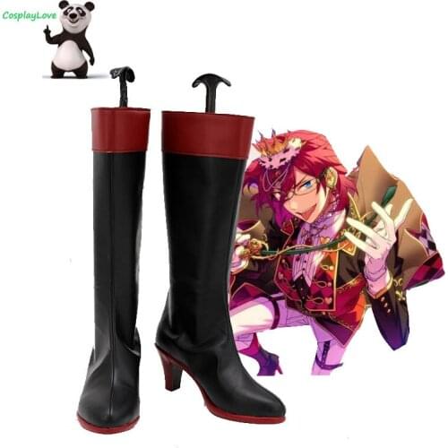 CosplayLove Ensemble Stars SAEGUSA IBARA Black Cosplay Shoes Long Boots Leather Custom Made