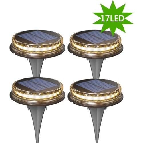 Vimite 17LED Solar Powered Disk Light Pathway Outdoor Lights for Garden Yard Deck Patio Lawn Lamp Waterproof Landscape Lighting