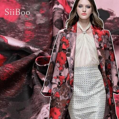 Designer American style red floral jacquard brocade fabric for spring autumn coat dress medium thickness tissue SP2629 FREE SHIP