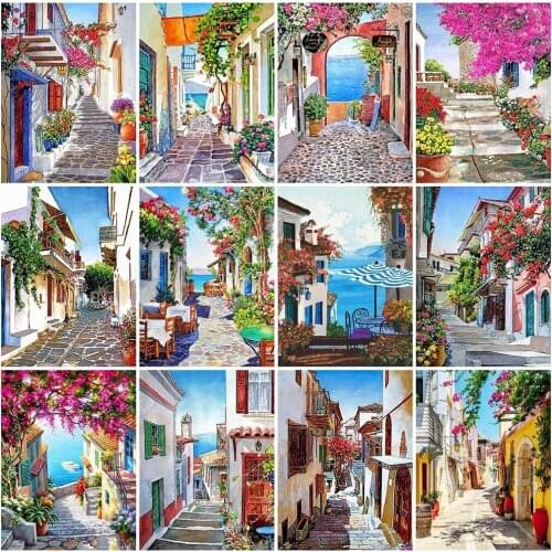 Evershine 5D DIY Diamond Painting Street Rhinestone Picture Diamond Embroidery House Landscape Mosaic Sale Home Decorations