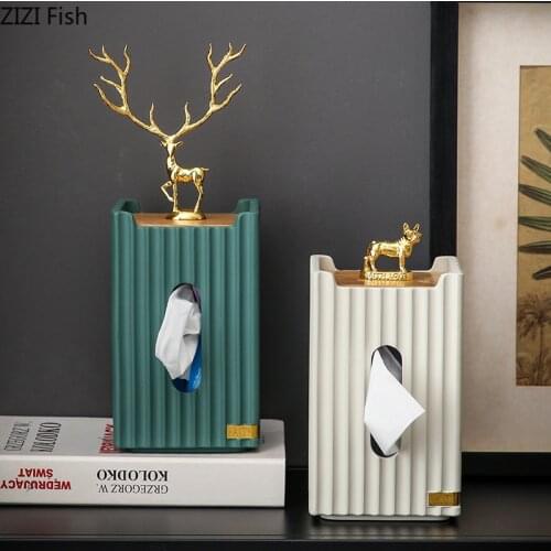 European Resin Animal Pumping Paper Tissue Box Living Room Coffee Table Decoration Deer-style Tissue Box Modern Home Decoration