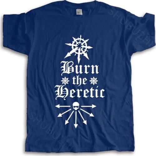 Summer t-shirt men brand teeshirt Burn the Heretic Chaos War Daemon Hammer Cult 40k Tshirt Space Demon Marine cotton tshirt