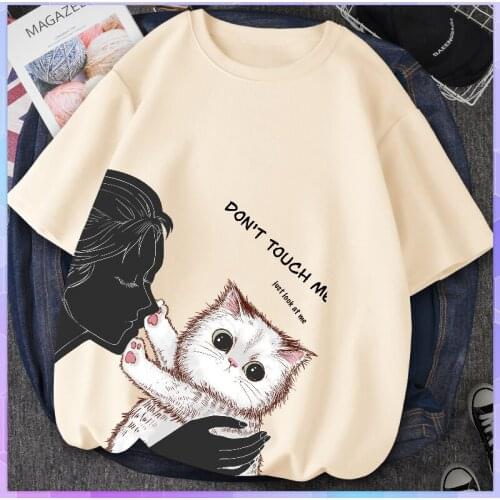 Funny Anime Print Oversized T-shirt Women Clothes Summer Casual Cotton T-Shirts Female Short Sleeved Tee Shirt 3XL Tshirts Tops