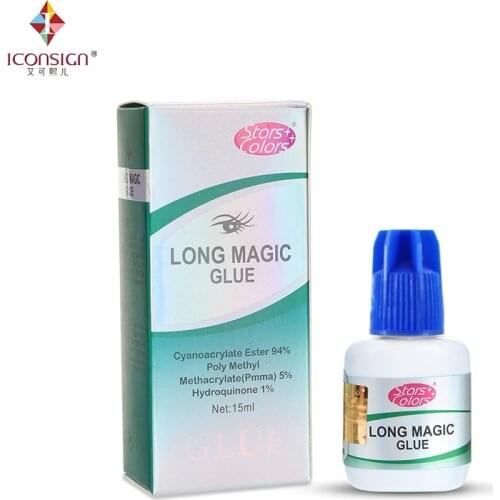 ICONSIGN High Quality 15ml Long Magic Glue 5 seconds fast dry strong eyelash extension glue Low stimulate can hold 4 to 5 weeks