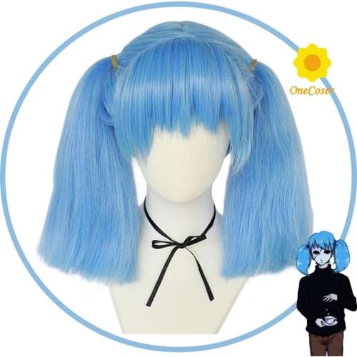 Game Sally Face Cosplay Wig Ponytail Blue Hair Heat Resistant Hair + Wig Cap Party Role Play Sallyface Props Girls Women