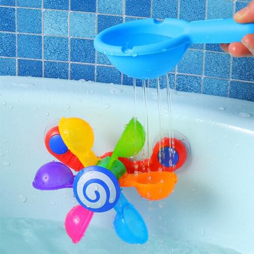 Bath Toys Baby Water Game Faucet Shower Rubber Duck Waterwheel Dabbling Water Spray Set For Kids Animals Bathroom Summer Toys