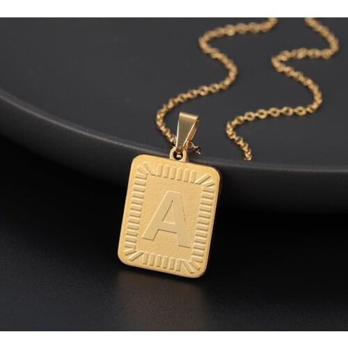 Zciti nameplate letter pendant initial necklace personalized stainless steel chain collar necklace women and men