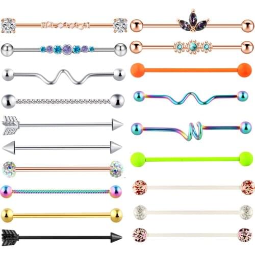 Fanpeijy Surgical Steel Snake Industrial Barbell Ring Cartilage Earring Helix Body Piercing Jewelry Oreja Ring 1 1/2 Inch 38mm