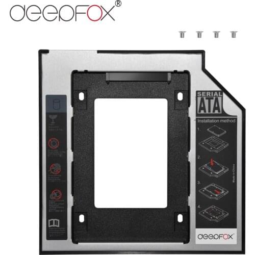 DeepFox Aluminum Plastic 2nd HDD SSD caddy 12.7mm SATA 3.0 For 2.5" Hard Disk Driver Case Enclosure DVD CD-ROM Optibay