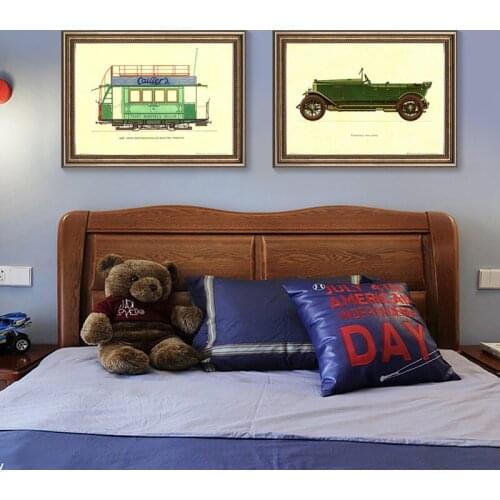 British Style Red Green Orange Yellow Car Canvas Painting Wall Frameless Picture Printing Poster Living Room Home Decoration