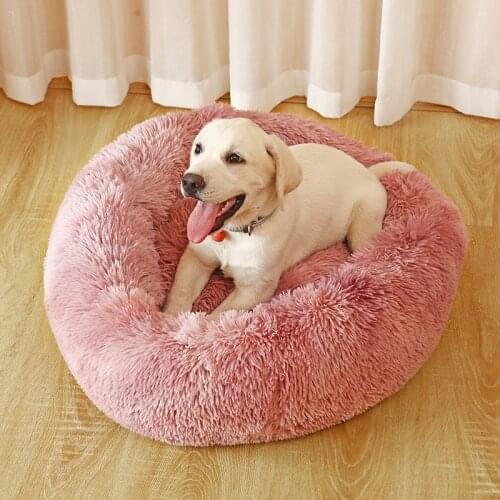 Round Cat Beds House Soft Plush Pet Bed Winter Warm Cat Sleeping Bed Sleep Basket Long Plush Dog Sleeping Bed Cat Supplies