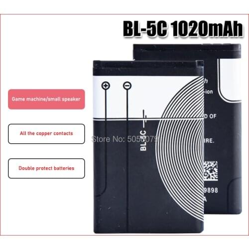 1020mAh BL-5C BL5C BL 5C Li-ion Lithium Battery For Nokia 1112 1208 1600 2610 2600 n70 n71 Mobile Phone Replacement cell
