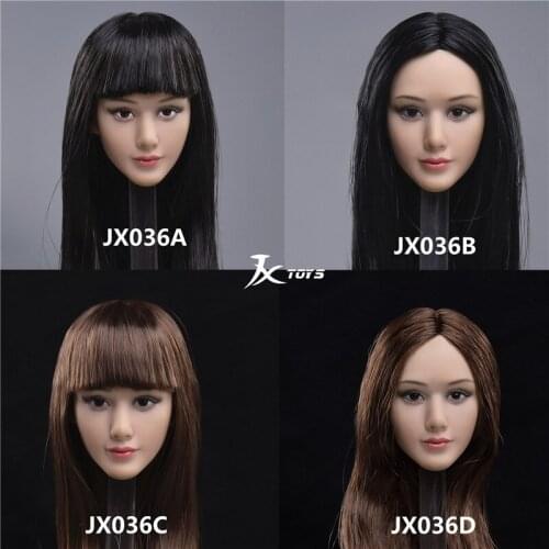 1/6 Scale Female Figure Beauty Head Sculpt Carved Model for 12'' Action Figure Body JXTOYS-036