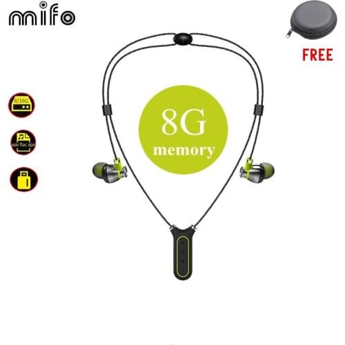 Mifo i2 Bluetooth Earphone Waterproof Neck Headset Necklace Wireless Headphones With Built In Mp3 Player For Sports Running