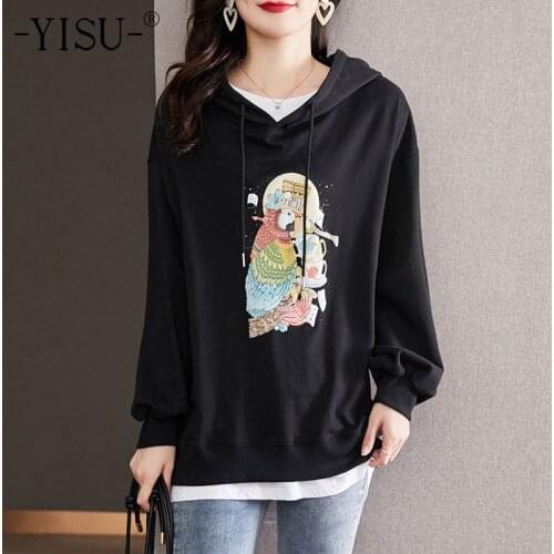 YISU Fashion Women Loose Sweater Autumn Hooded collar Tops Simplicity Female Knitted pullover Long sleeve Jumper Women clothing