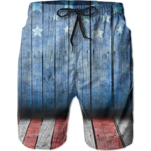 Mens Swimwear Swim Shorts Trunks USA Flag Wooden Table Beach Board Shorts Swimming Swimsuits Mens Running Sports Surffing shorts