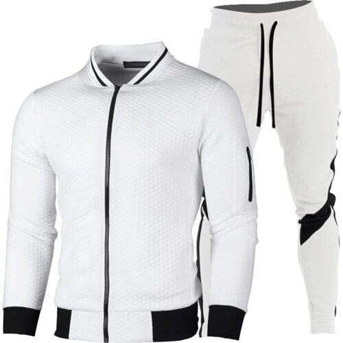 2021 Winter Brand Mens Baseball Uniform Zipper Cardigan + Patchwork Sports Trousers Suit Fashion Sports And Leisure 2-Piece Set