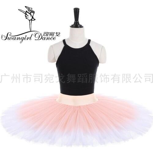 New Gradient Pink Peach Pancake Practice Half Platter Ballet Tutu Skirts for Kids Professional Ballet Stage Cosutmes BT4012