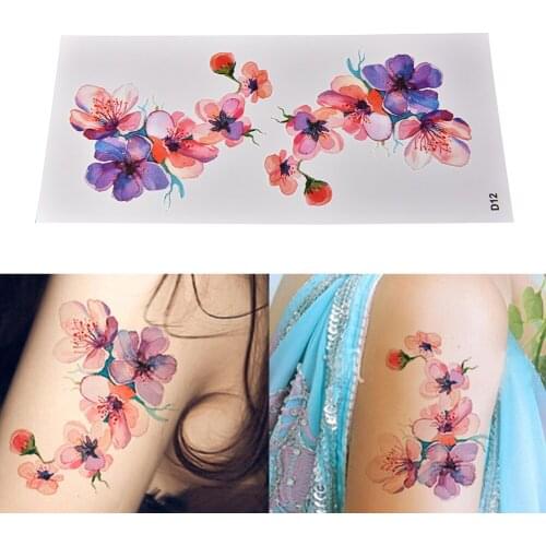 Disposable Tattoo Stickers Watercolor Orchid DIY Tattoo Sticker Decal Blossom Temporary Tattoo Body Art