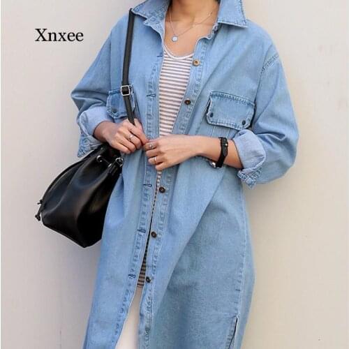 Autumn Plus Size Womens Denim Shirt Women Thin and Fat Mm Loose Korean Shirt Casual Long-Sleeved Tops Plus Size Womens Clothin