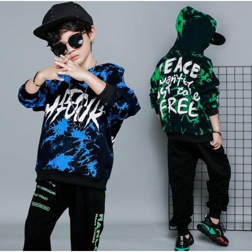 Spring Autumn Casual Boys Sport Wear 2 Piece Sets Tie Dye Hooded Hoodies+Sweatpants Street Style Children Boys Tracksuit 4-13T