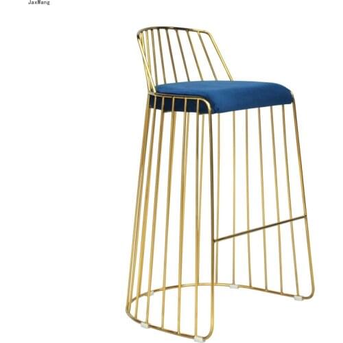 Nordic Bar Stool Luxury Backrest Simple Chair High Feet Stool Wrought Iron Minimalist Modern Bar Chair House Furniture Bar Stool