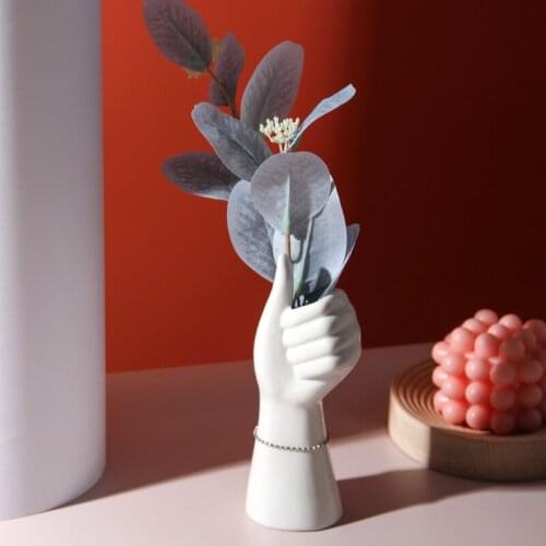 Modern Creative Ceramic Vase Abstract Home Decor Ceramic Gesture Dried Flower Ornaments Living Room Decoration Desktop Crafts