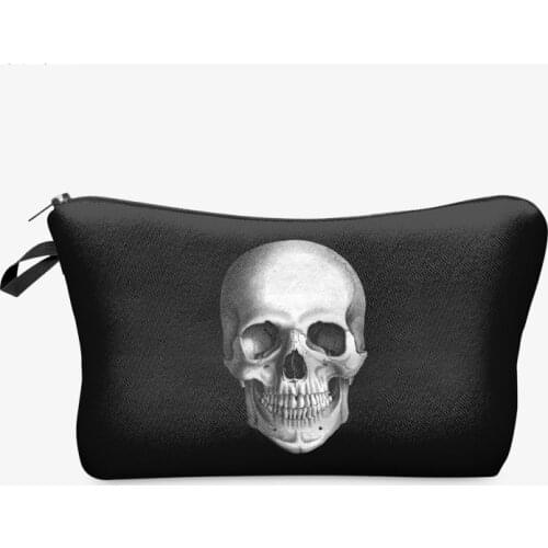 New skull old-school handbag Maleta de Maquiagem Necessaire Wild Party design Makeup Bag Women Organizer kids Stationery purse