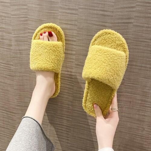 2021 spring new couple home floor cotton slippers home non-slip fur slippers ladies plus size slippers