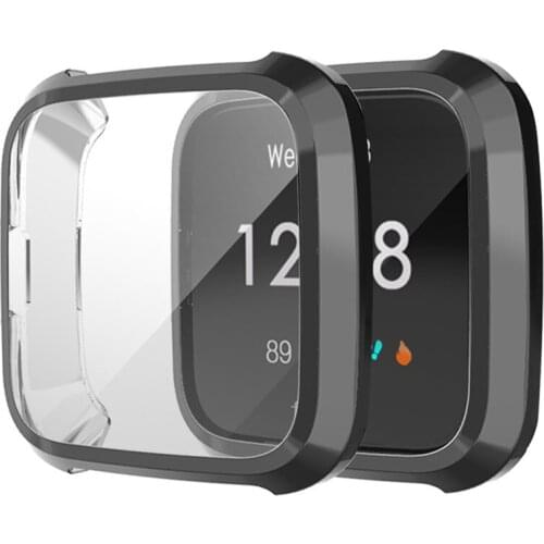 Soft TPU Electroplated Protective Case for Fitbit Versa Lite Smart Watch Quick Release Screen Protector Cover Case Accessories