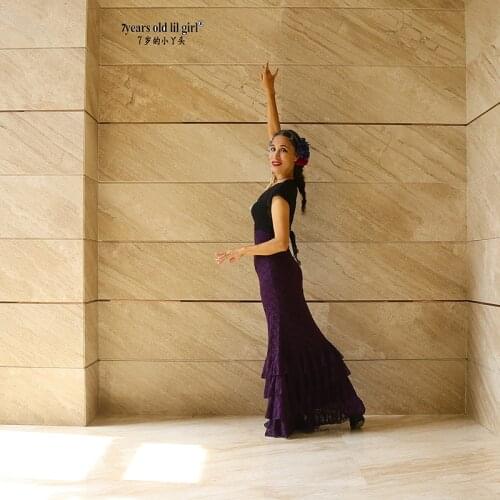 Spanish dance dress Flamenco dance practice skirt Flamenco skirt multilayer spanish skirt dance wear women fishtail skirt ENN06