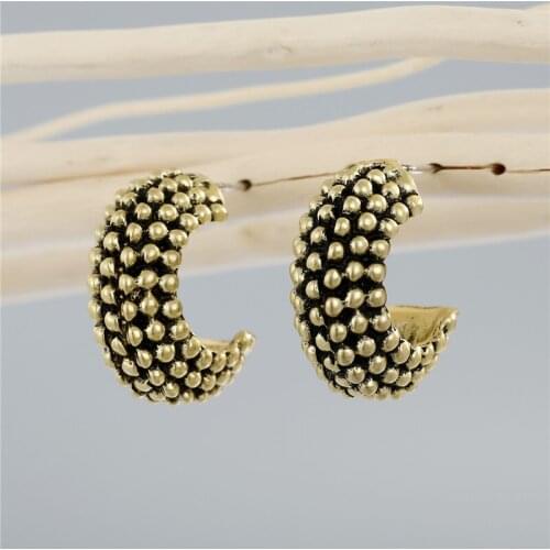 1Pair Bohemia Vintage Metal C Shape Earrings For Women Fashion Punk Bronze Round Circle Small Hoop Earrings Jewelry E778