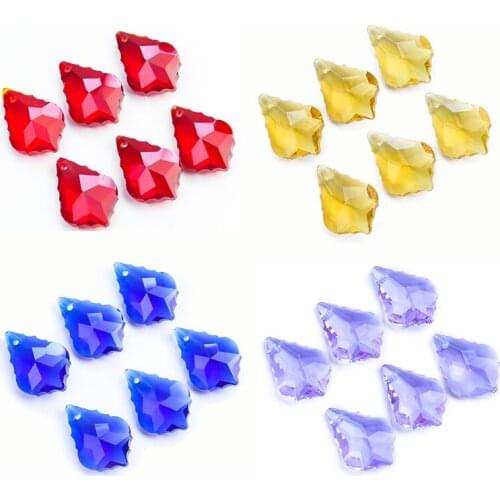 10pcs High Quality 22mm Maple Leaf Glass Crystal Charms Pendant Chandelier Hanging Necklace Earrings Dangle Jewelry Making Find
