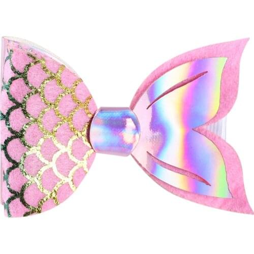 20 pcs/lot, Hot Sale 3" Women Baby Mermaid Hair Clips Glitter Rainbow Hair Bows Dance Party Girls Hairpin Hair Accessories