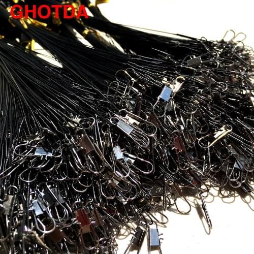 20pcs/lot Fishing Line Wire Leader Tippet with Spin Swivel Connector Lure Green/Black