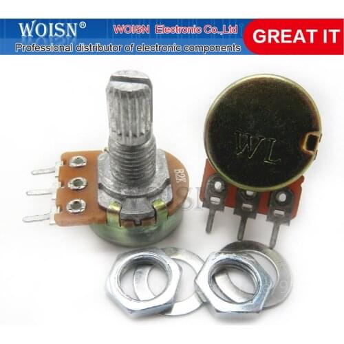 5PCS 2K ohm WH148 B2K 3pin Potentiometer 15mm Shaft With Nuts And Washers Hot In Stock