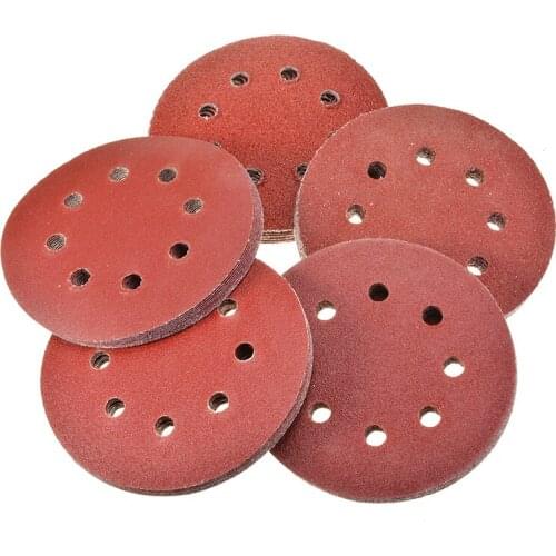 50Pcs 125mm/5" Sanding Discs 8 Hole Sanding Pads 40 60 80 120 240 Grits Quality Aluminium Oxide For Orbital Sander Abrasive Tool