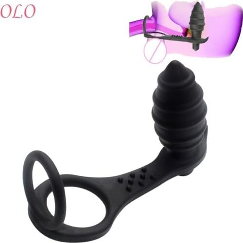 Anal Dildo Vibrator Adult Products Butt Plug Erotic Silicone G-spot Prostata Massager Vibrator Sex Toys for Men Dual Cock Ring