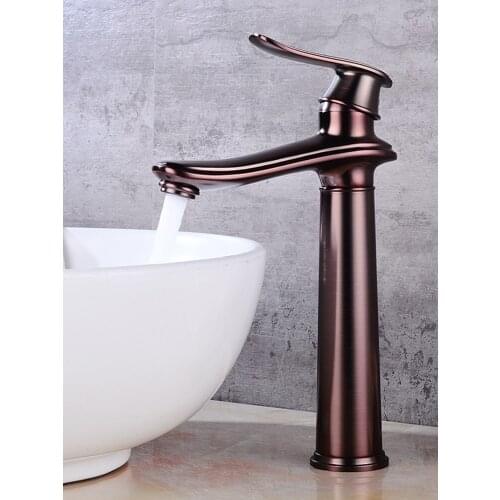 Antique Bronze Bathroom Basin Solid Brass Faucet Sink Mixer Hot & Cold Single Handle Deck Mounted Lavatory Crane Water Tap Gold