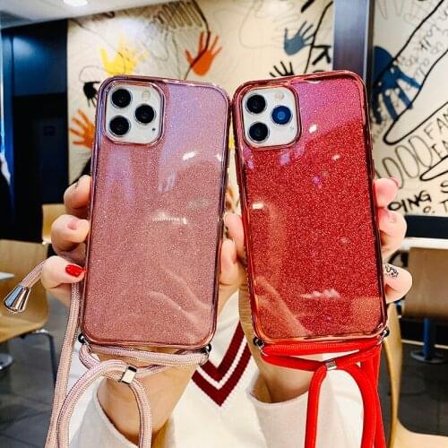 Diamond rope mobile phone case For IPhone 12 PRO MAX 11 6 7 8 PLUS Mobile Phone case TPU Soft Shell Anti Falling Shock proof