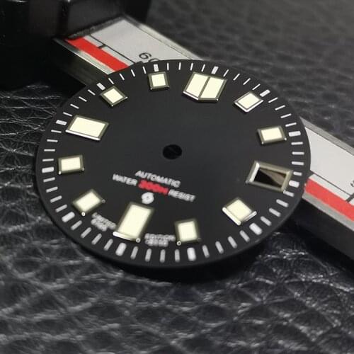28.5mm Black Sterile 6015 Luminous Watch Dial C3 Luminous Suitable For NH35A Automatic Movement