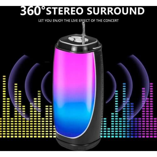 Colorful Portable Bluetooth Speakers Wireless Bass Column Waterproof Outdoor LED Light Boombox Support FM Subwoofer Loudspeaker
