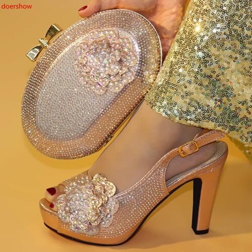 Doershow African Shoes And Bags To Match Set High Quality Women Shoes And Bag Sets Italian Shoes And Bag Set For Party !HXX1-14
