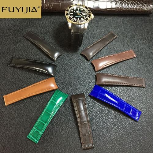 FUYIJIA Custom DAYTONA 20MM Alligator Strap Crocodile Watchbands Cordovan Watch Band Top Brand Genuine Leather Belt Waterproof