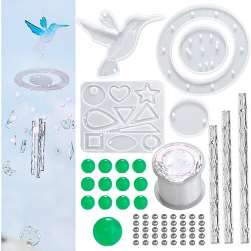Crystal Epoxy DIY Mold Wind Chime Material Kit Hummingbird Sun Star Moon Butterfly Dragonfly Fairy Fantasy Ornaments