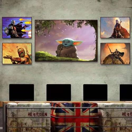 The Mandalorian Canvas Paintings Classic American Tv Series Science Posters and Prints Wall Art Pictures for Living Home Decor